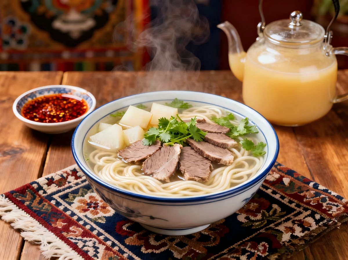 Sopa de fideos tibetanos (Thenthuk)
